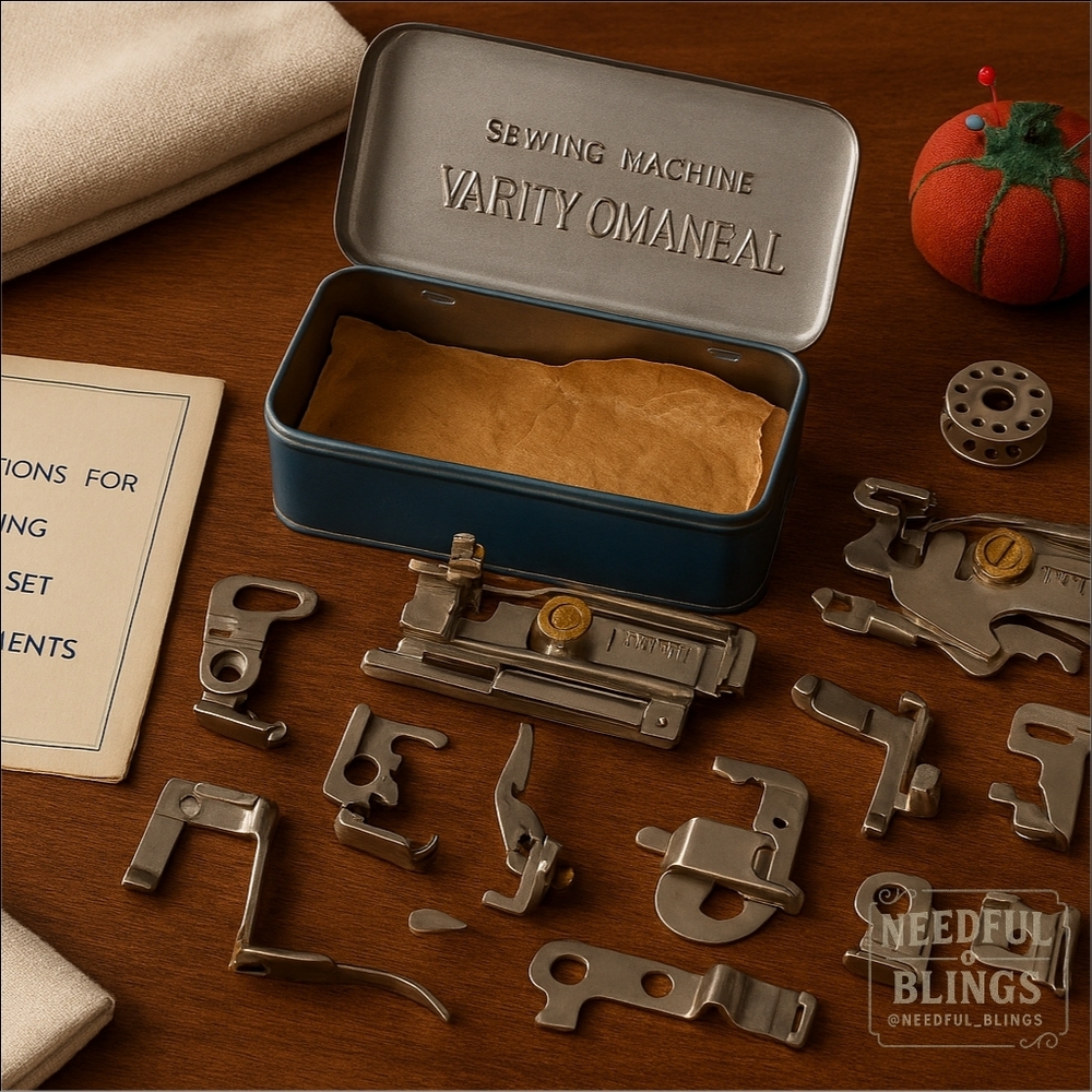 Universal 1950s Sewing Machine Attachment Set w/ Manual